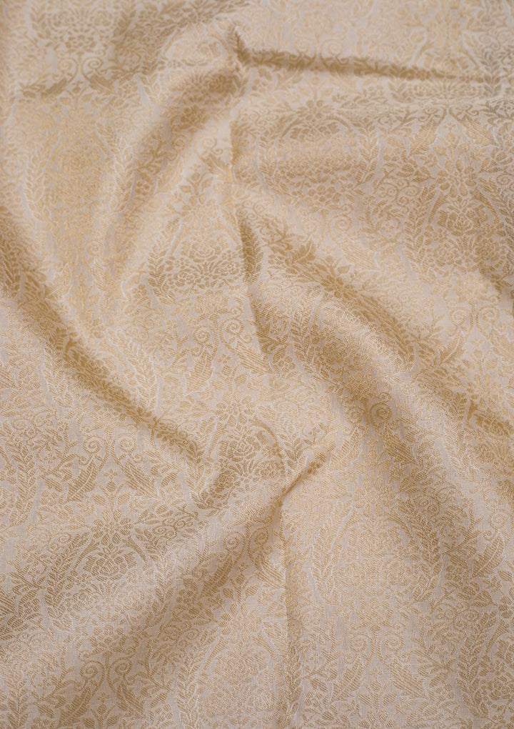 Cream Zariwork Pure Silk Saree-Koskii