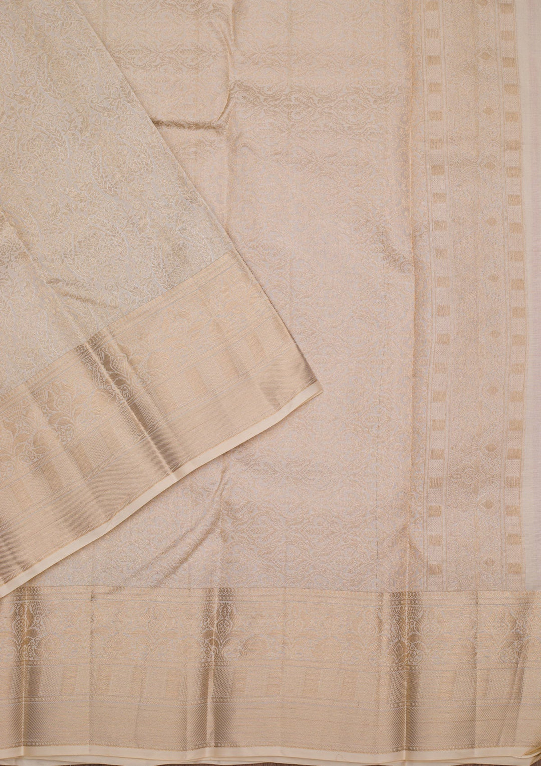 Cream Zariwork Pure Silk Saree-Koskii