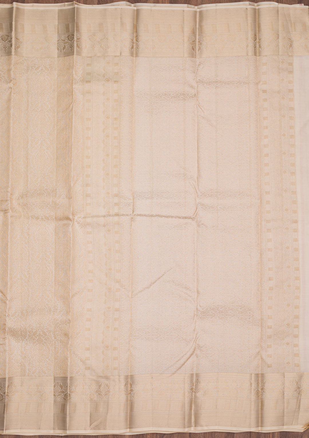 Cream Zariwork Pure Silk Saree-Koskii