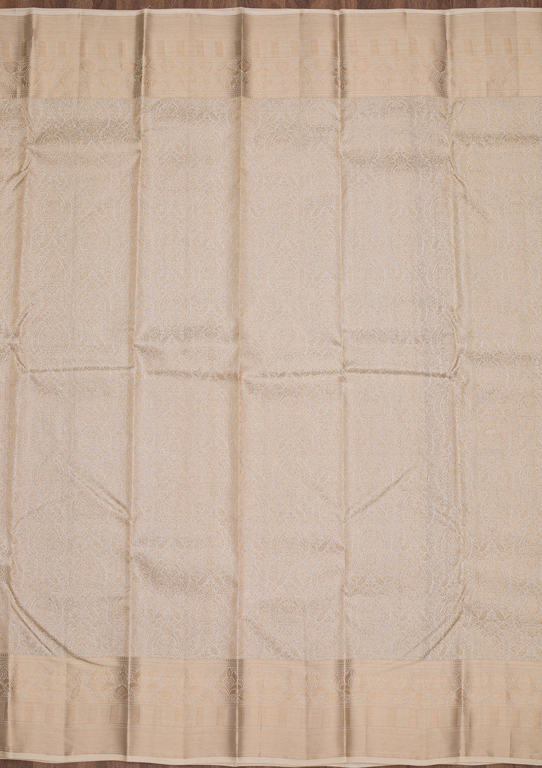 Cream Zariwork Pure Silk Saree-Koskii