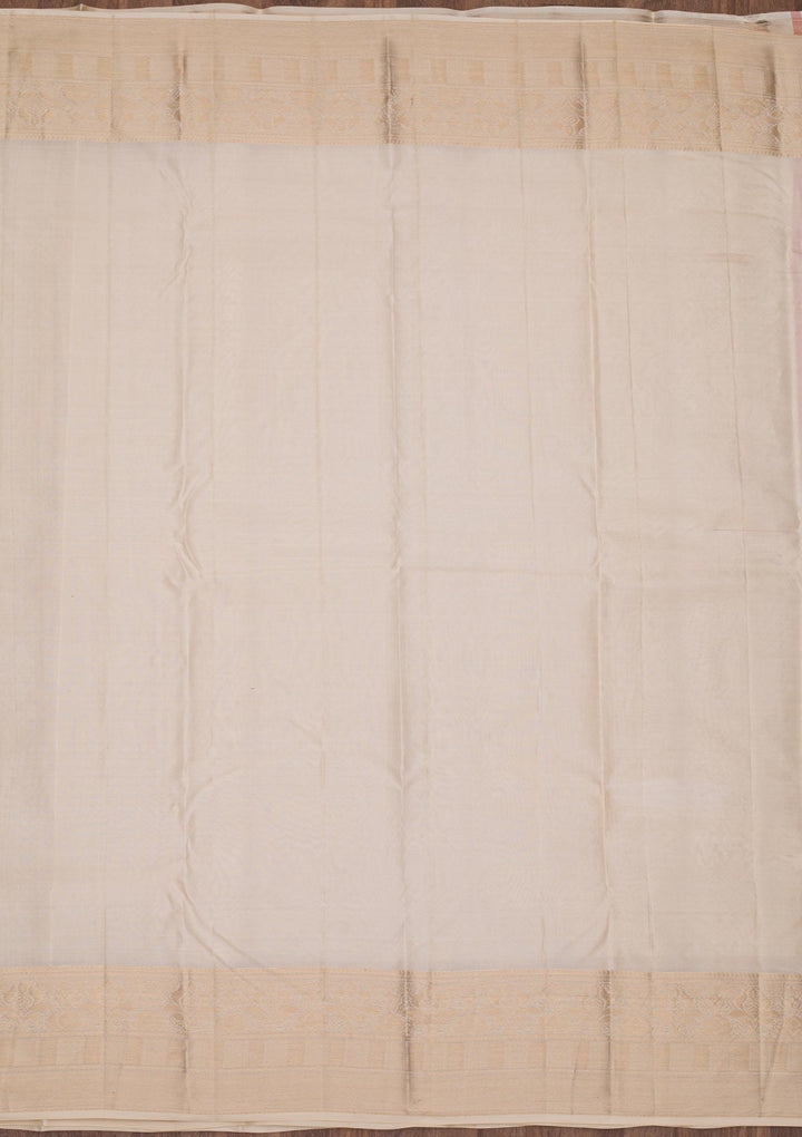 Cream Zariwork Pure Silk Saree-Koskii