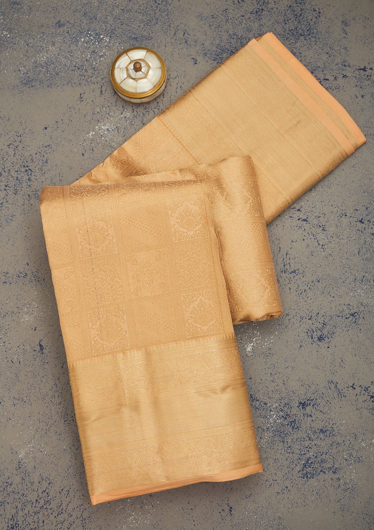Cream Zariwork Pure Silk Saree-Koskii