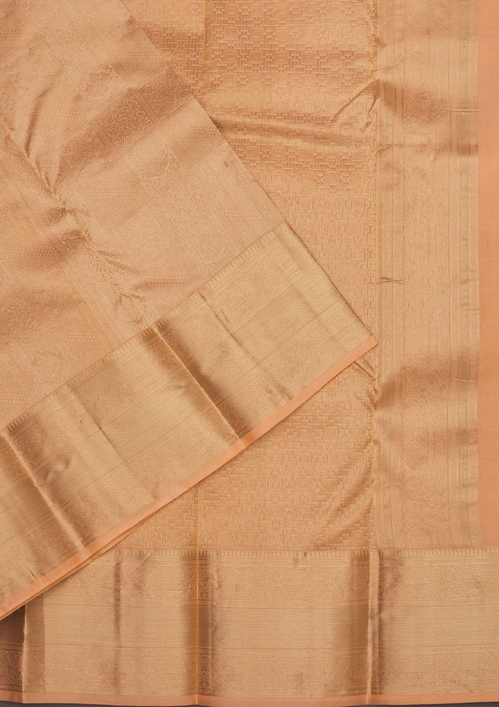 Cream Zariwork Pure Silk Saree-Koskii