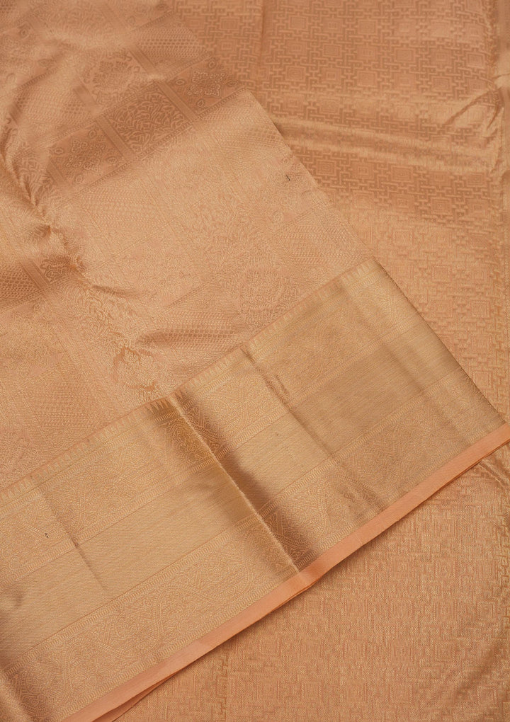 Cream Zariwork Pure Silk Saree-Koskii