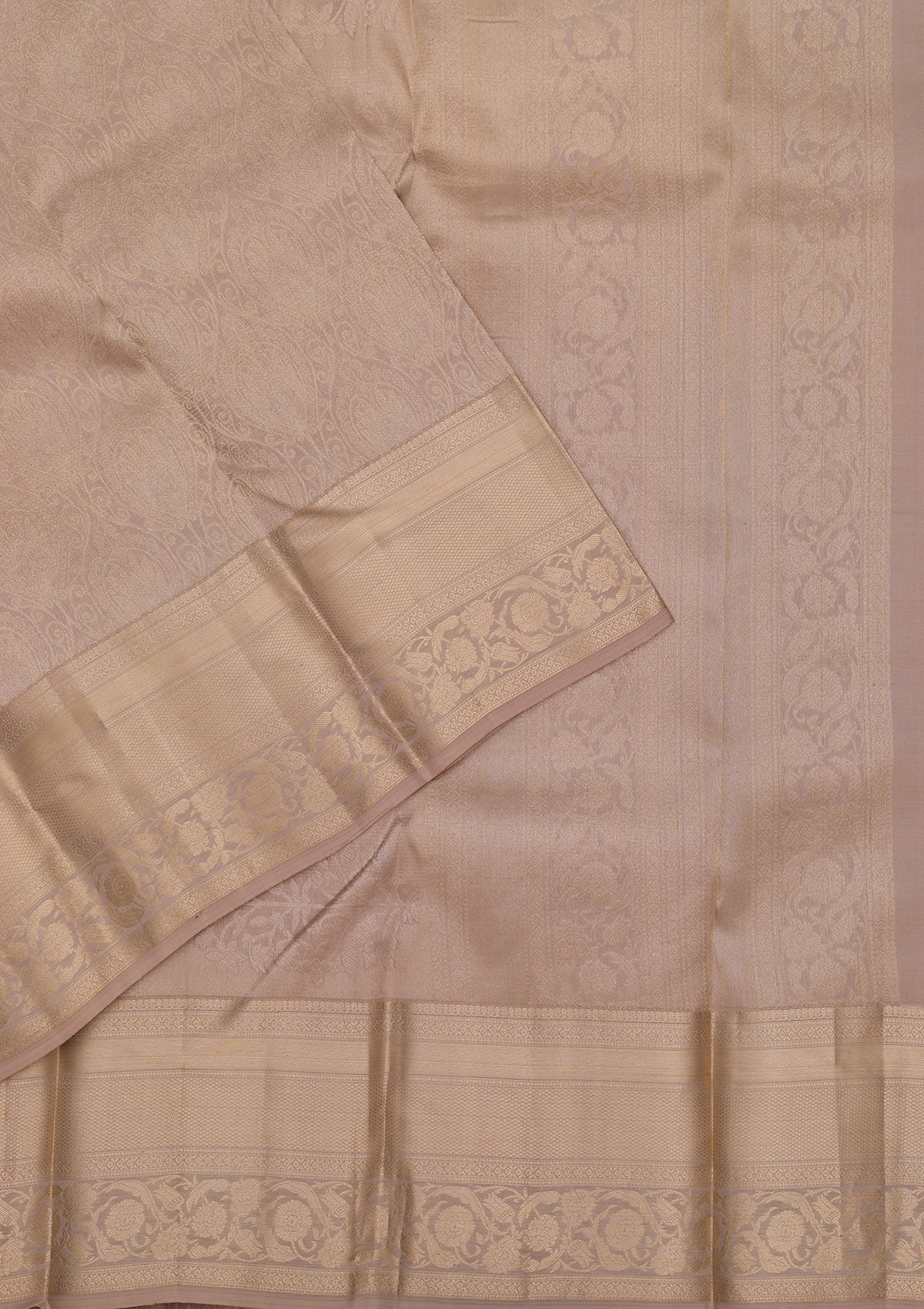 Cream Zariwork Pure Silk Saree-Koskii