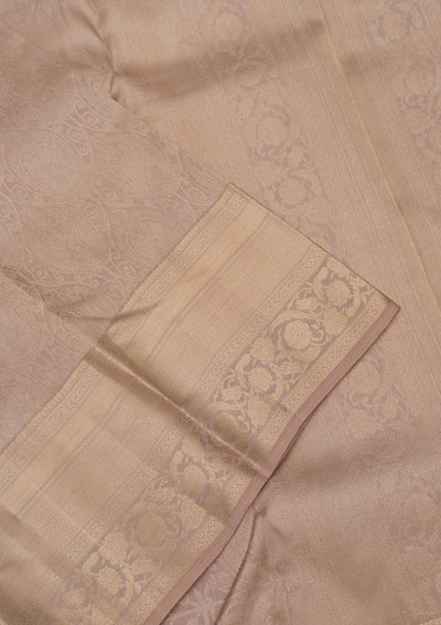 Cream Zariwork Pure Silk Saree-Koskii