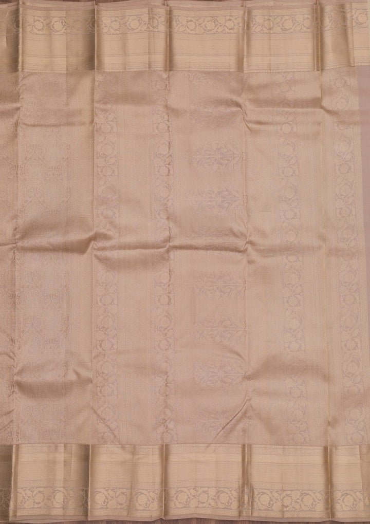 Cream Zariwork Pure Silk Saree-Koskii
