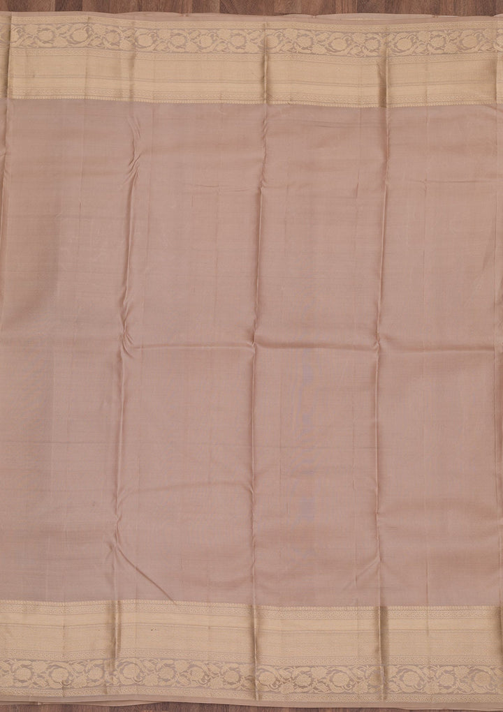 Cream Zariwork Pure Silk Saree-Koskii