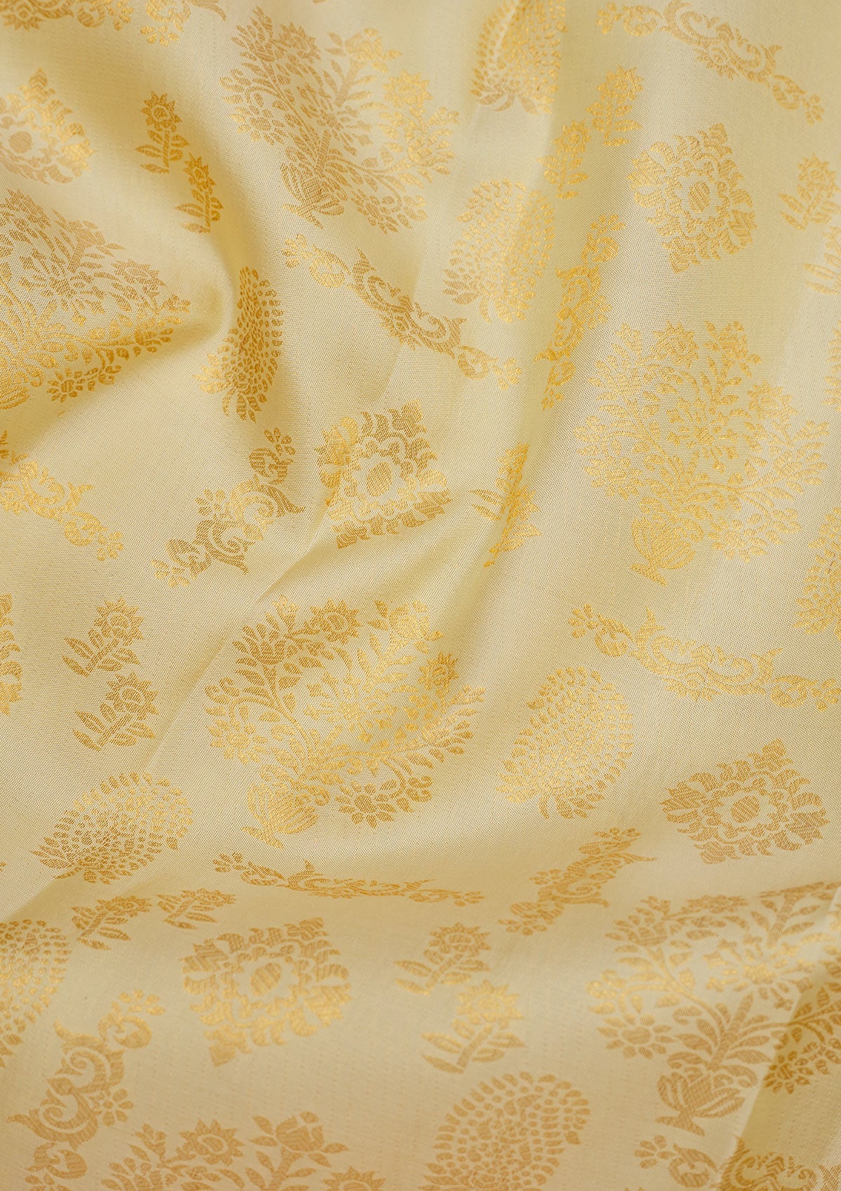 Cream Zariwork Pure Silk Saree-Koskii