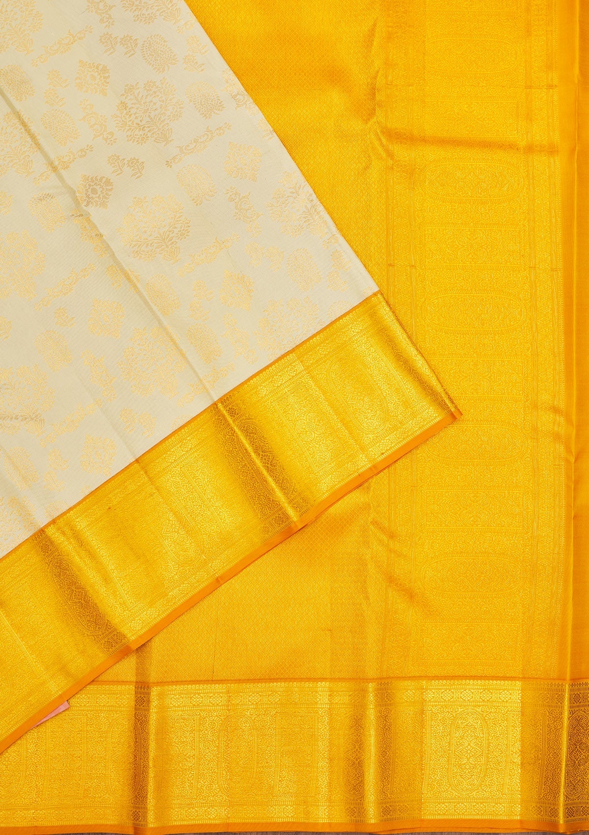 Cream Zariwork Pure Silk Saree-Koskii