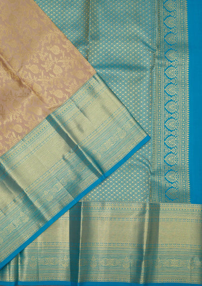 Cream Zariwork Pure Silk Saree-Koskii