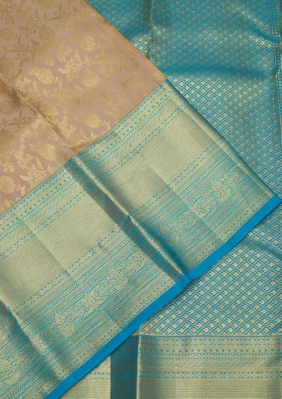 Cream Zariwork Pure Silk Saree-Koskii