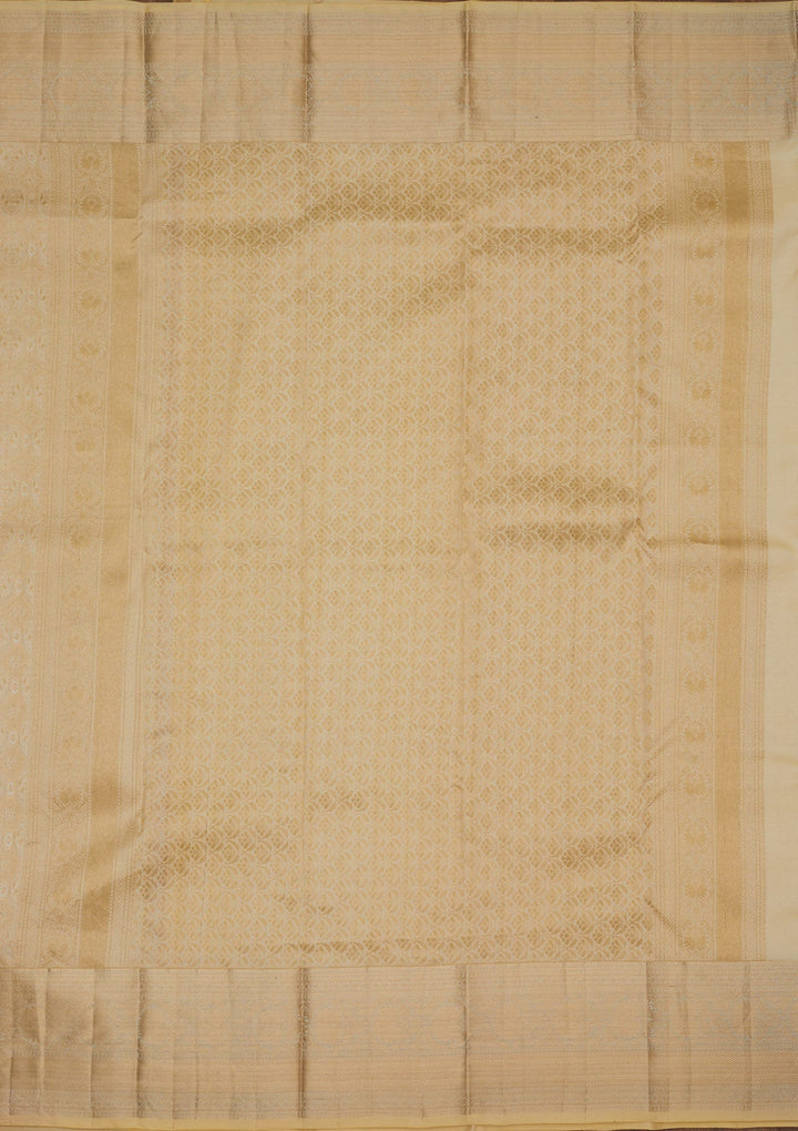 Cream Zariwork Pure Silk Saree-Koskii