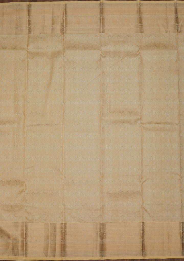 Cream Zariwork Pure Silk Saree-Koskii