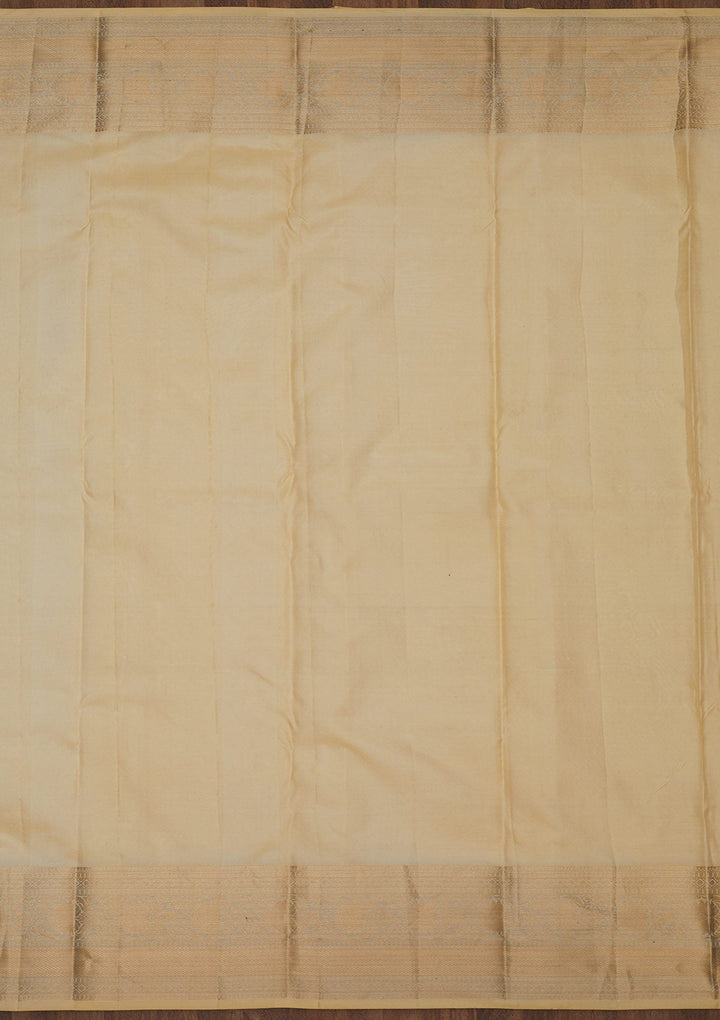Cream Zariwork Pure Silk Saree-Koskii
