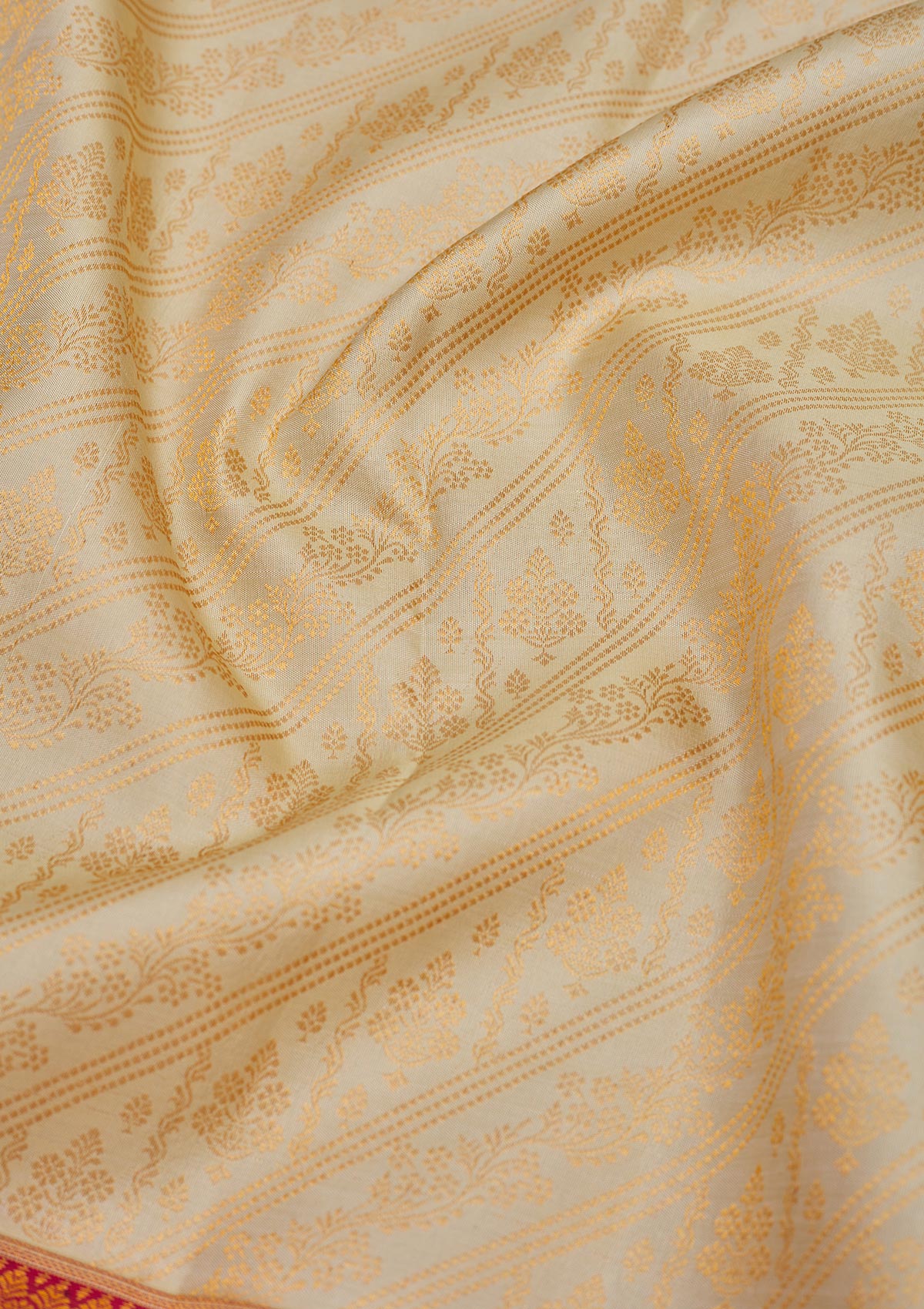 Cream Zariwork Pure Silk Saree