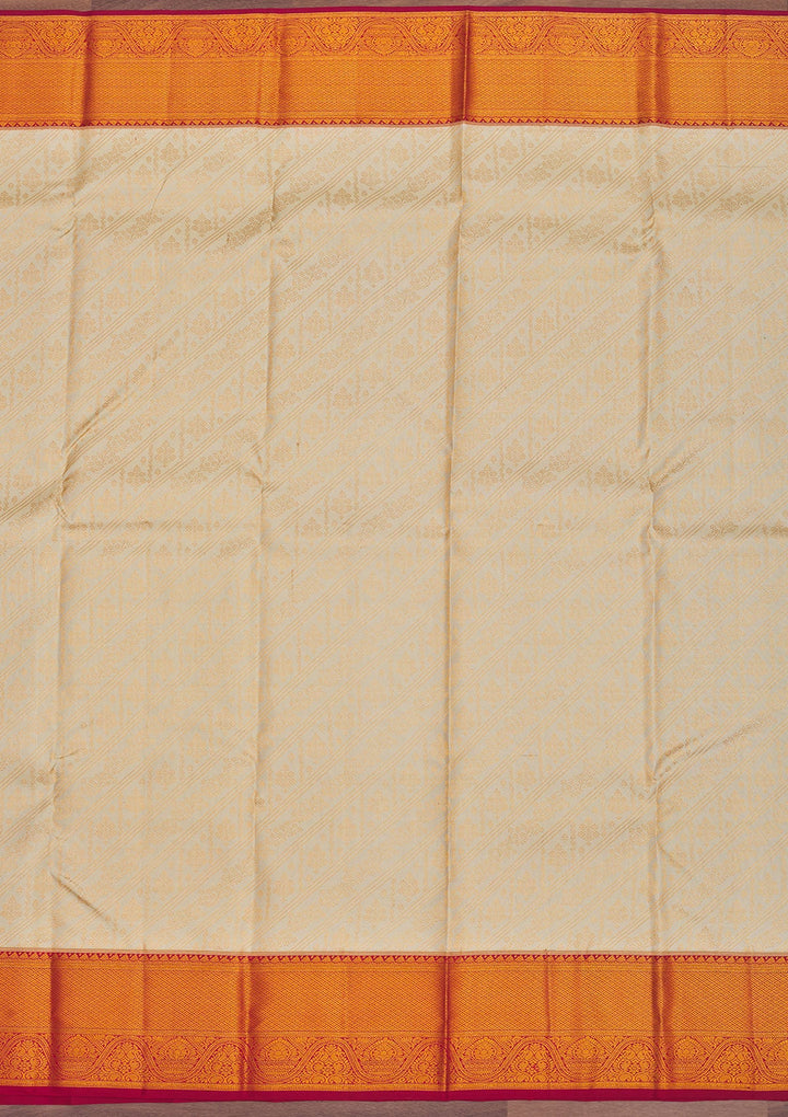Cream Zariwork Pure Silk Saree