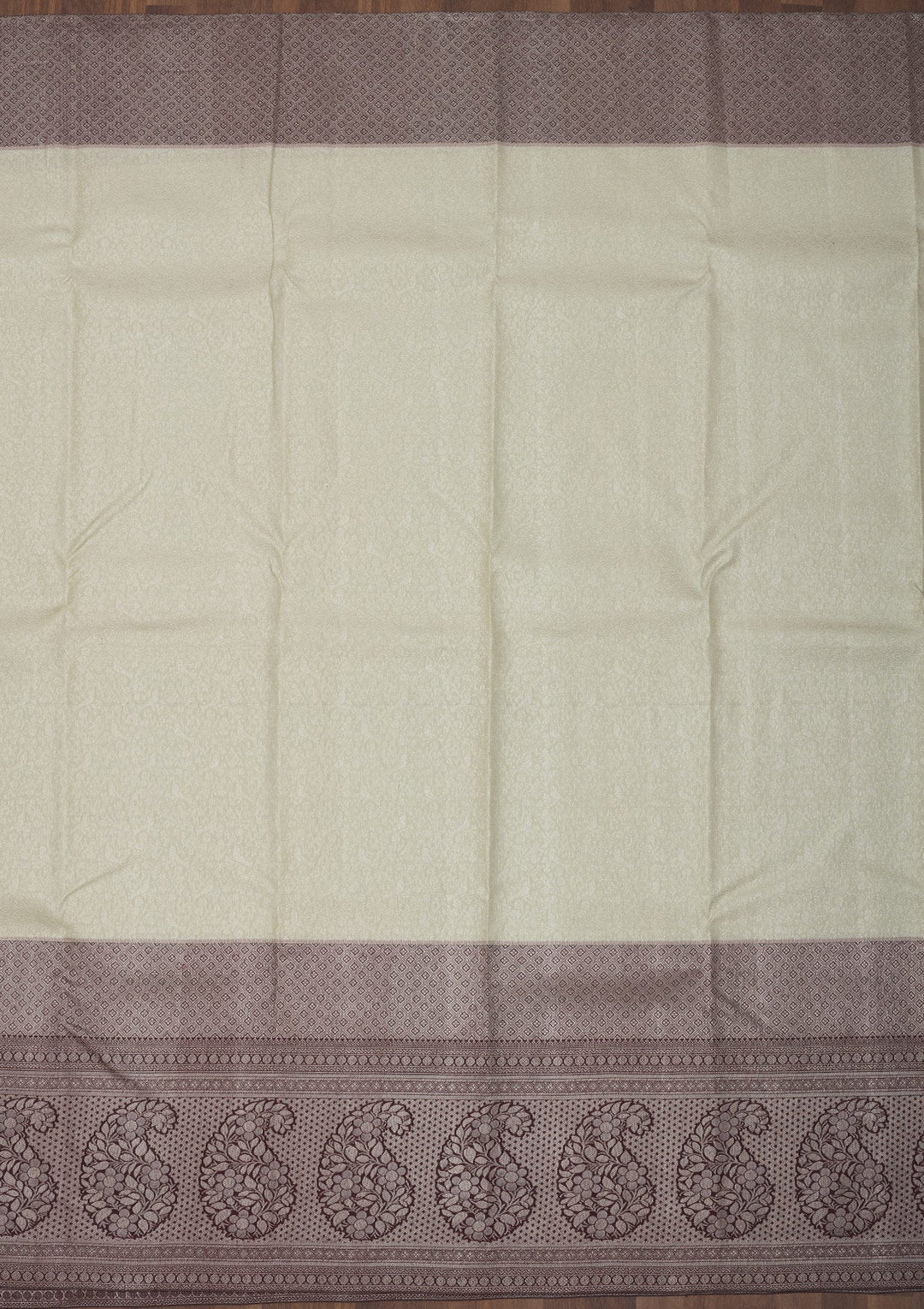 Cream Zariwork Pure Silk Saree-Koskii