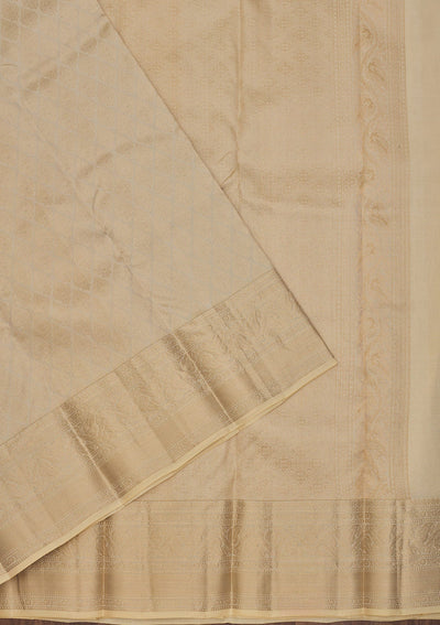 Cream Zariwork Pure Silk Saree