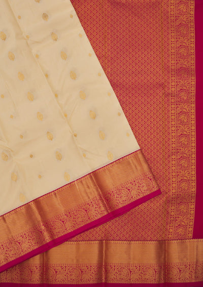 Cream Zariwork Pure Silk Saree