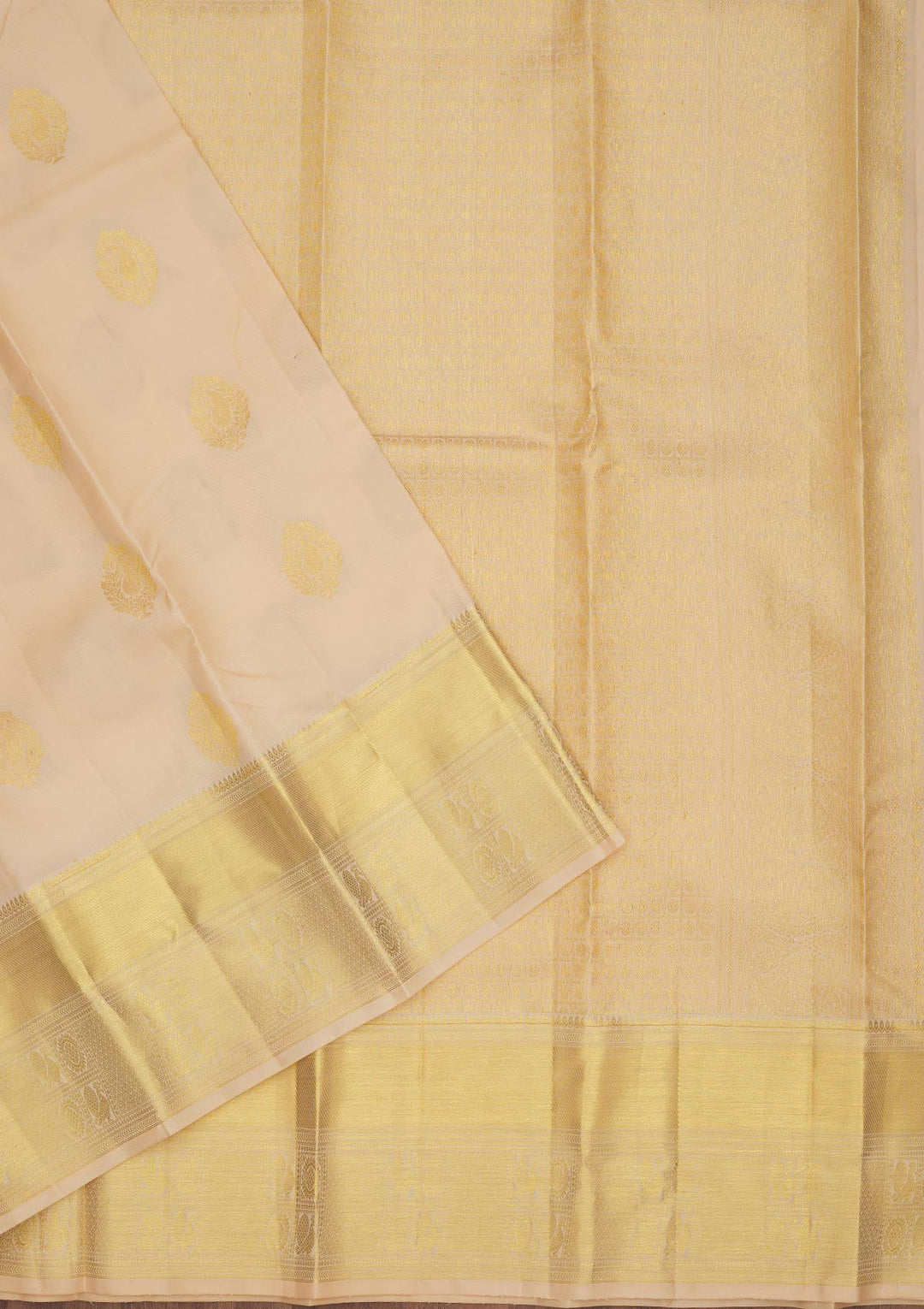 Cream Zariwork Pure Silk Saree