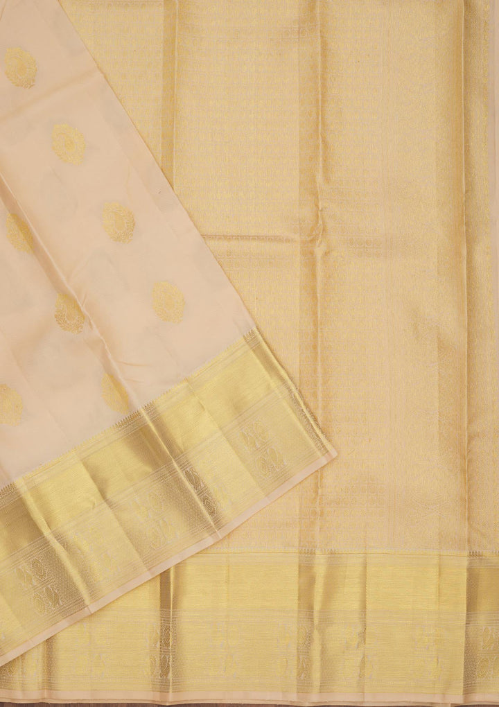 Cream Zariwork Pure Silk Saree