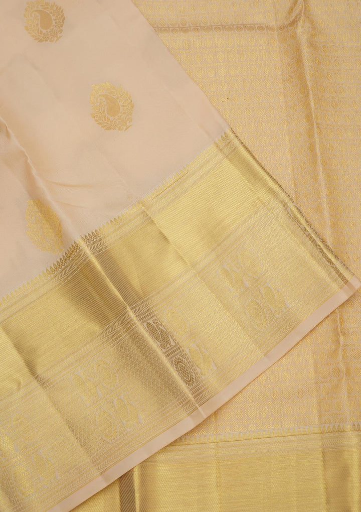 Cream Zariwork Pure Silk Saree