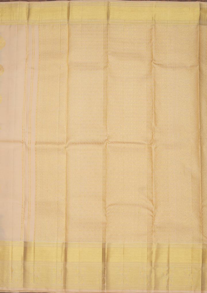 Cream Zariwork Pure Silk Saree