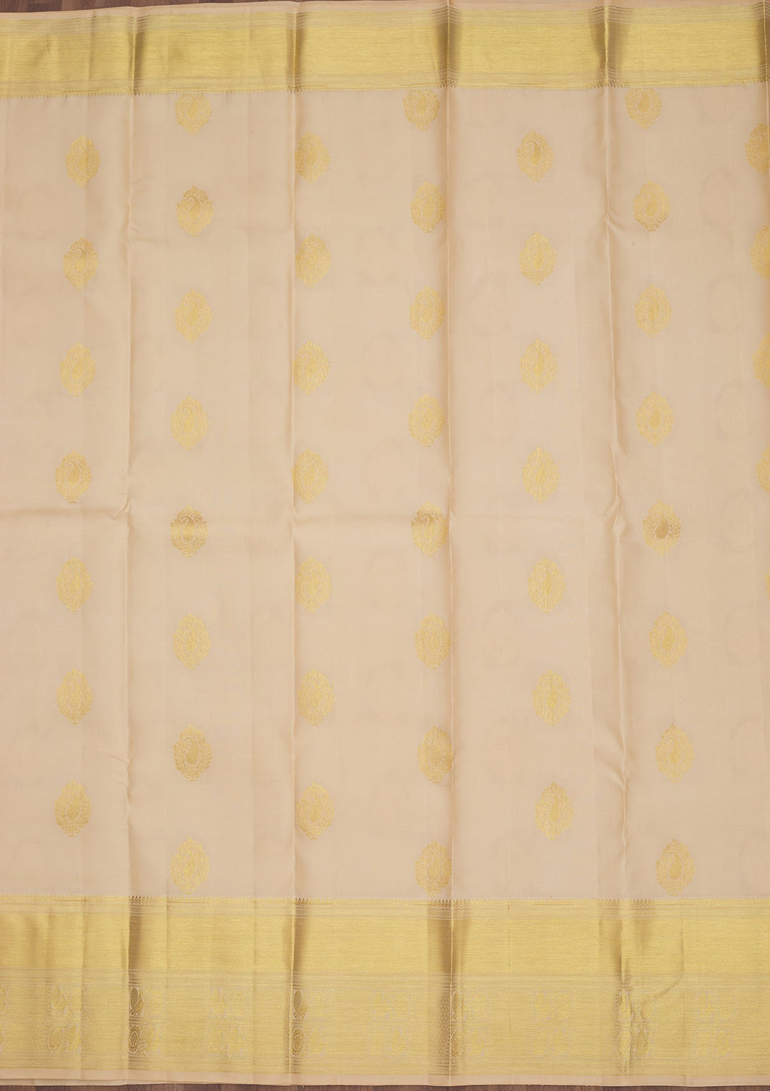Cream Zariwork Pure Silk Saree