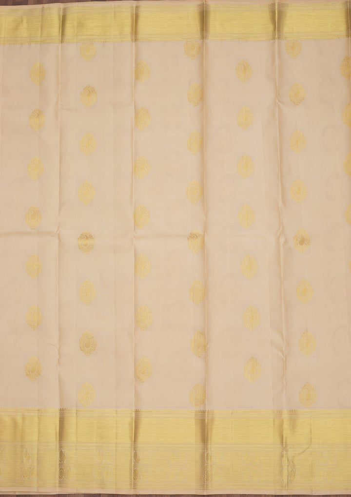 Cream Zariwork Pure Silk Saree