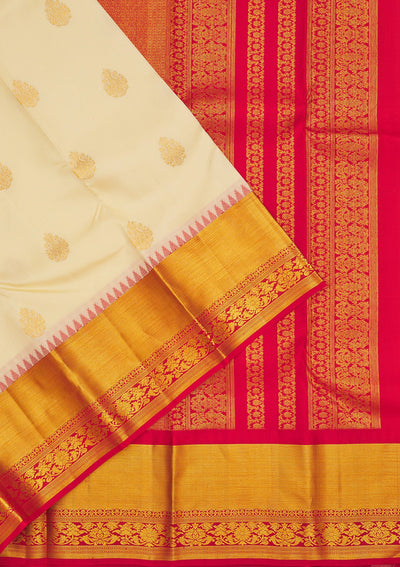 Cream Zariwork Pure Silk Saree