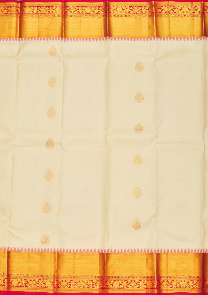 Cream Zariwork Pure Silk Saree