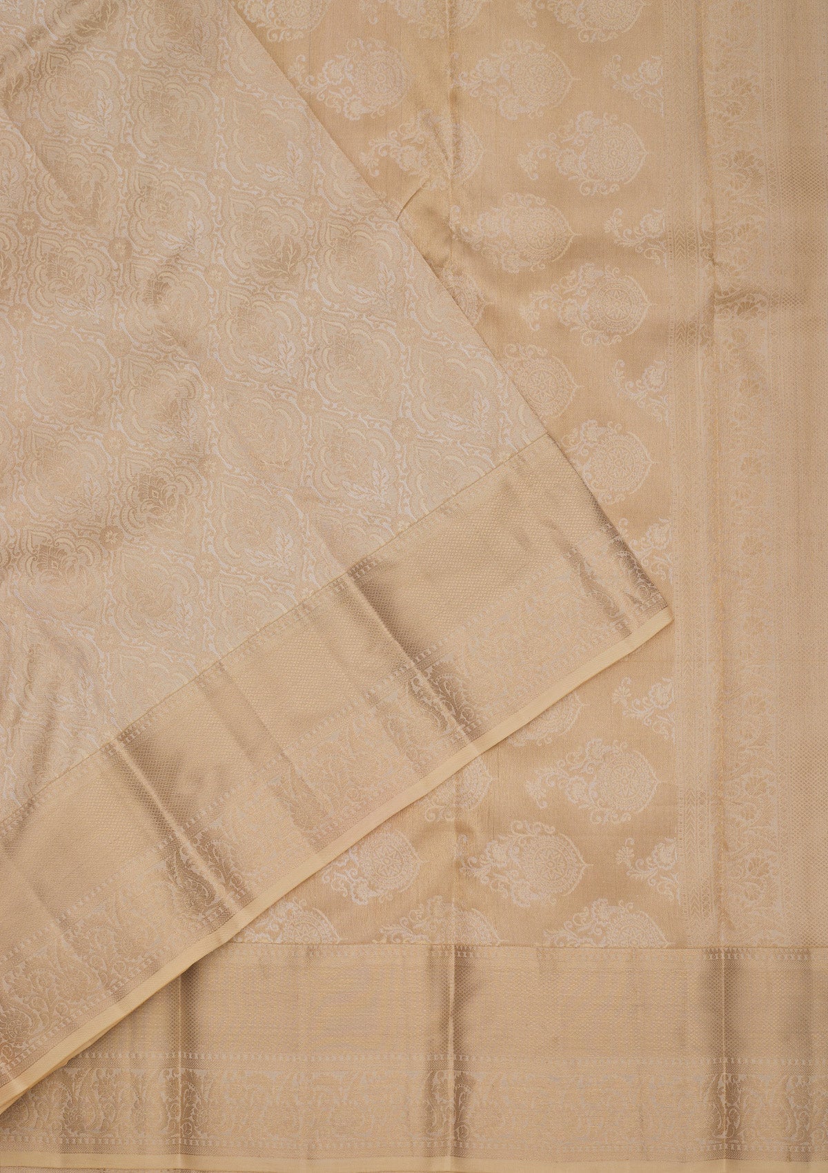 Cream Zariwork Pure Silk Saree