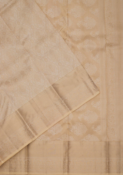 Cream Zariwork Pure Silk Saree