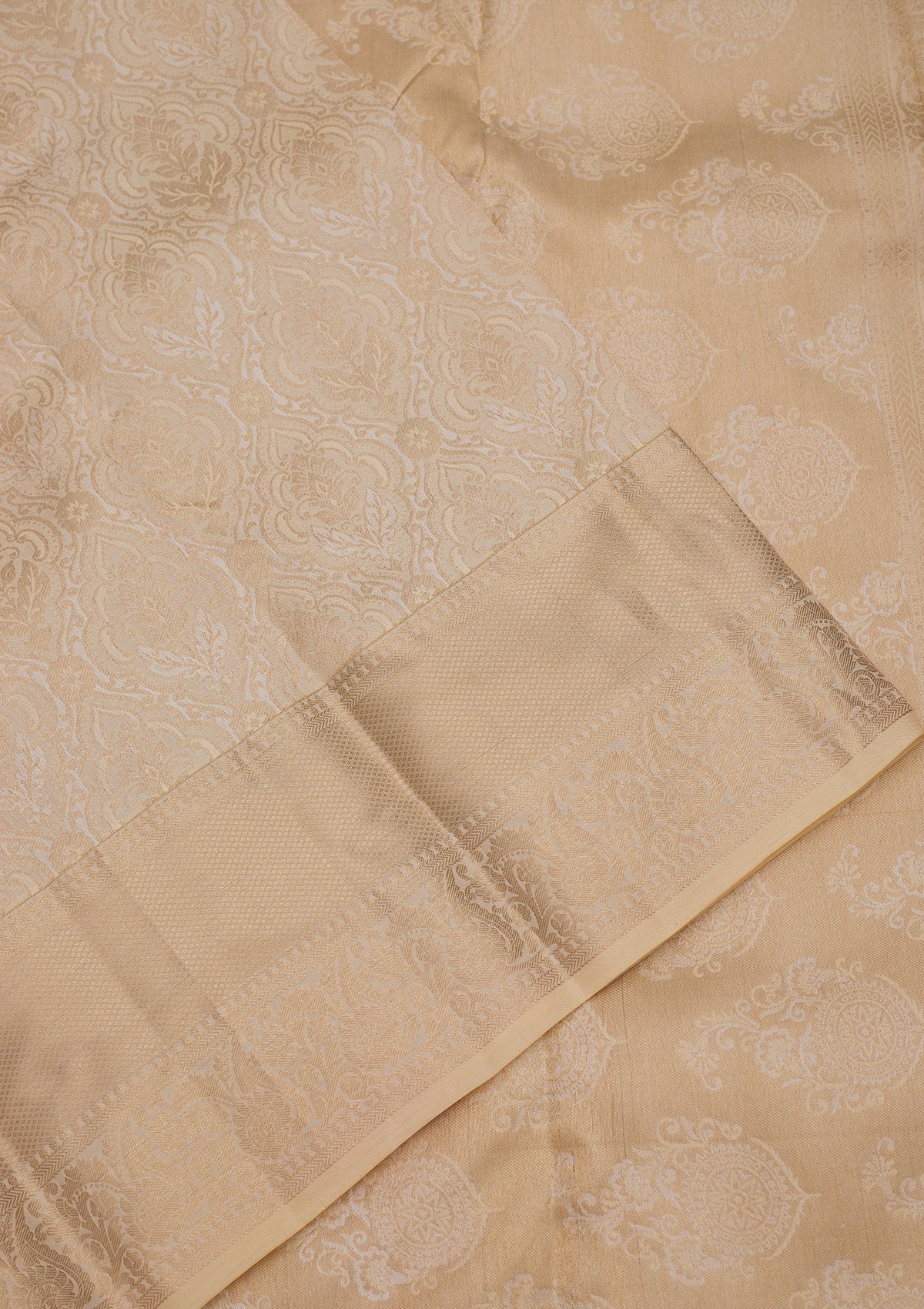 Cream Zariwork Pure Silk Saree