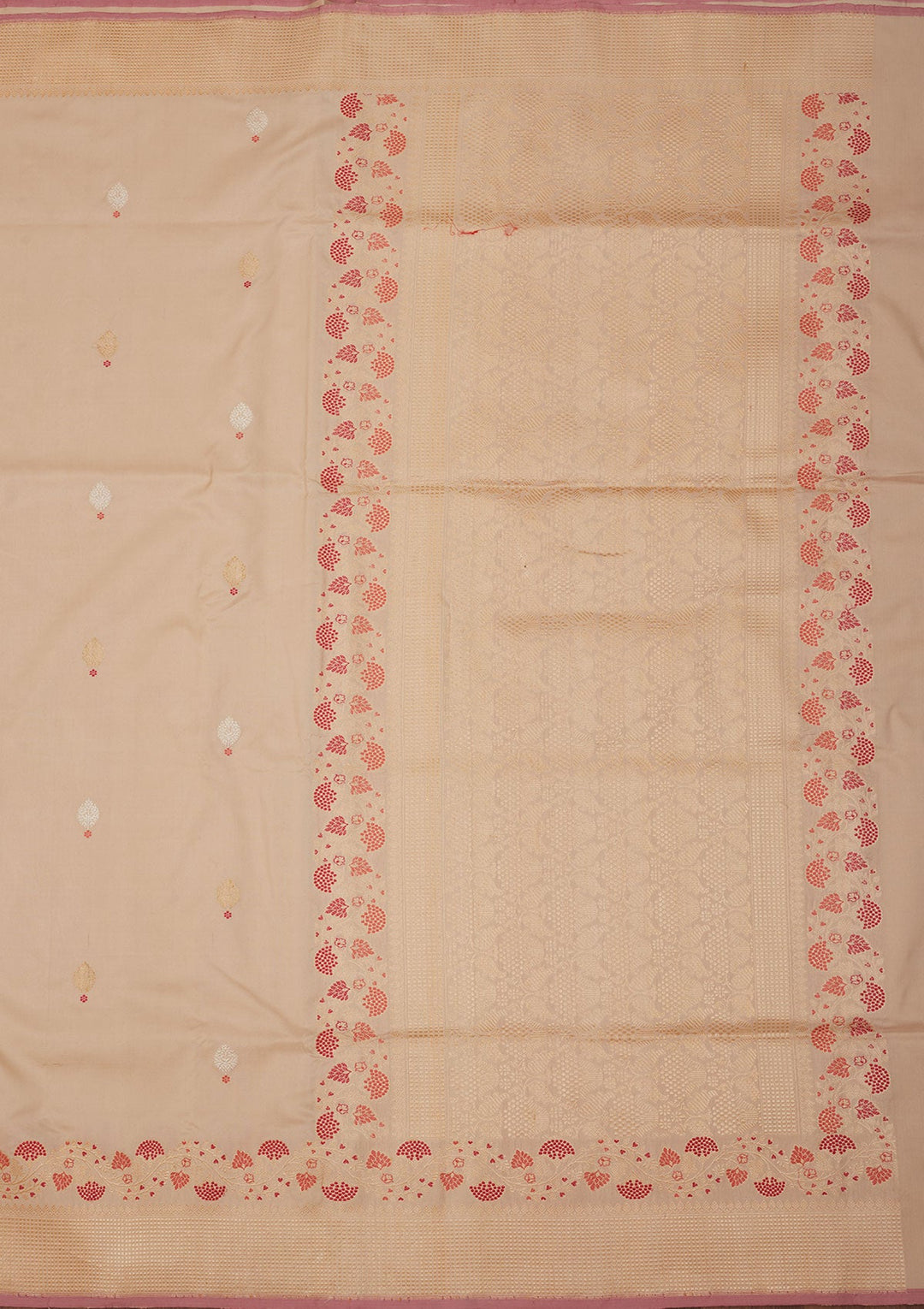 Cream Zariwork Pure Silk Saree-Koskii