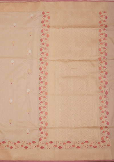 Cream Zariwork Pure Silk Saree-Koskii