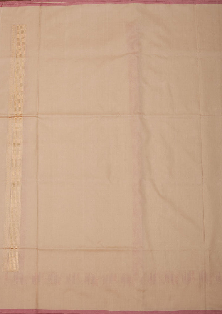Cream Zariwork Pure Silk Saree-Koskii