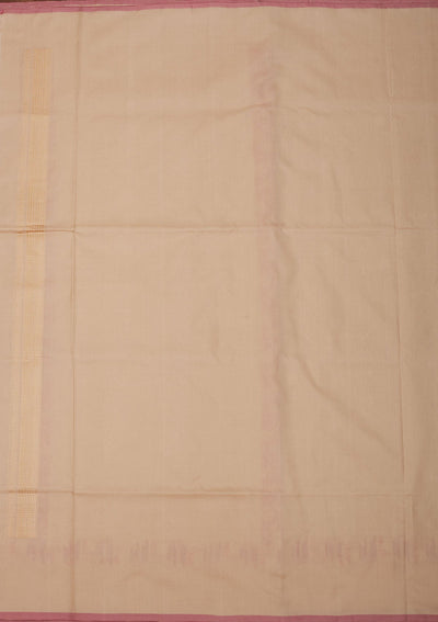 Cream Zariwork Pure Silk Saree-Koskii
