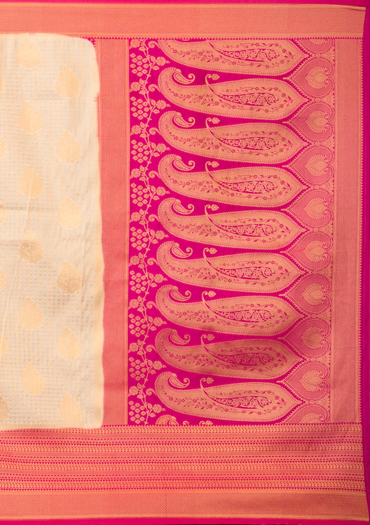 Cream Zariwork Soft Silk Saree-Koskii