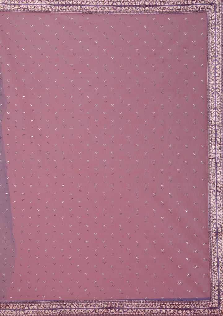 Dark Grey Swarovski Raw Silk Readymade Lehenga-Koskii