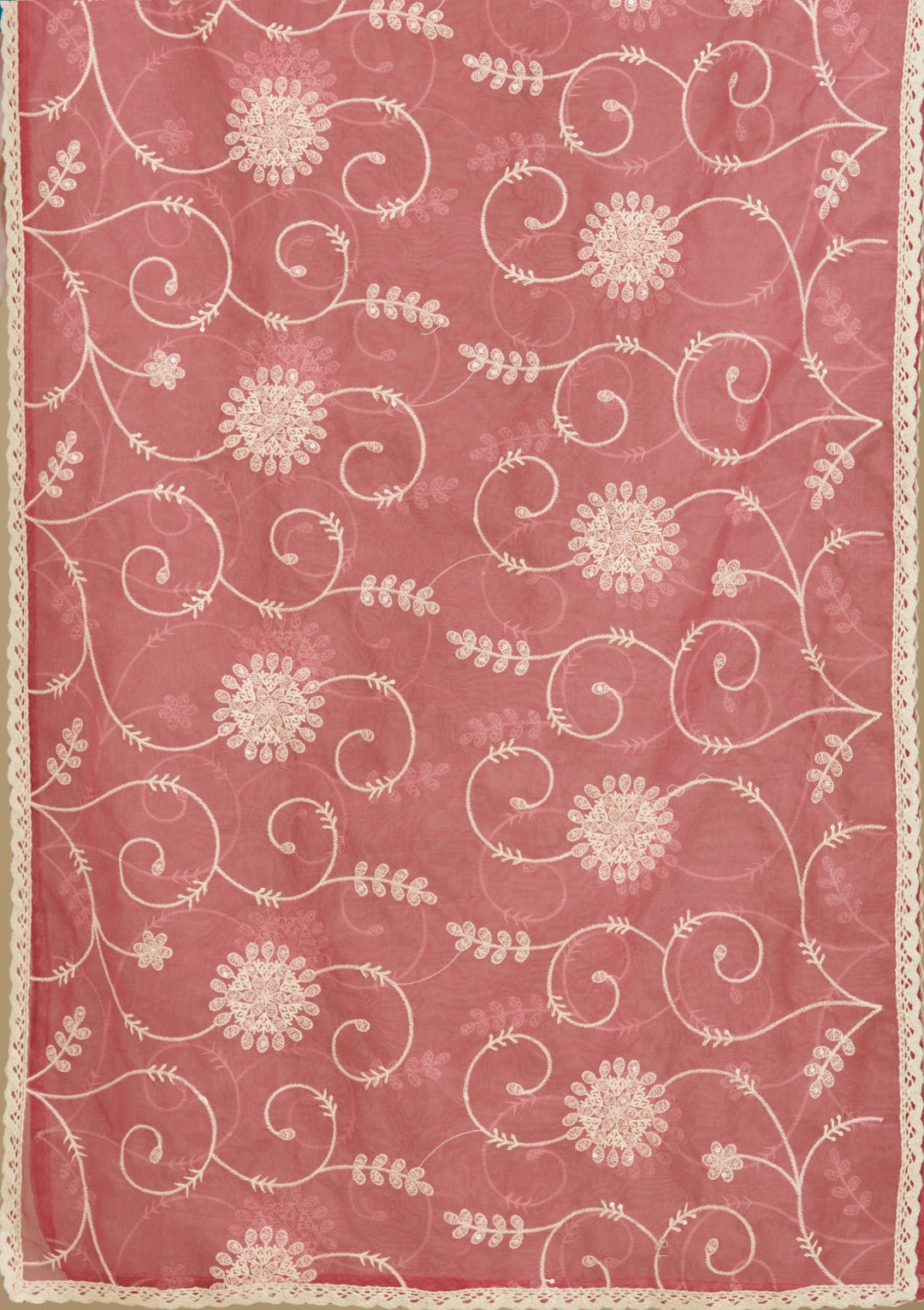 Dark Onion Pink Threadwork Semi Crepe Readymade Salwar Suit-Koskii