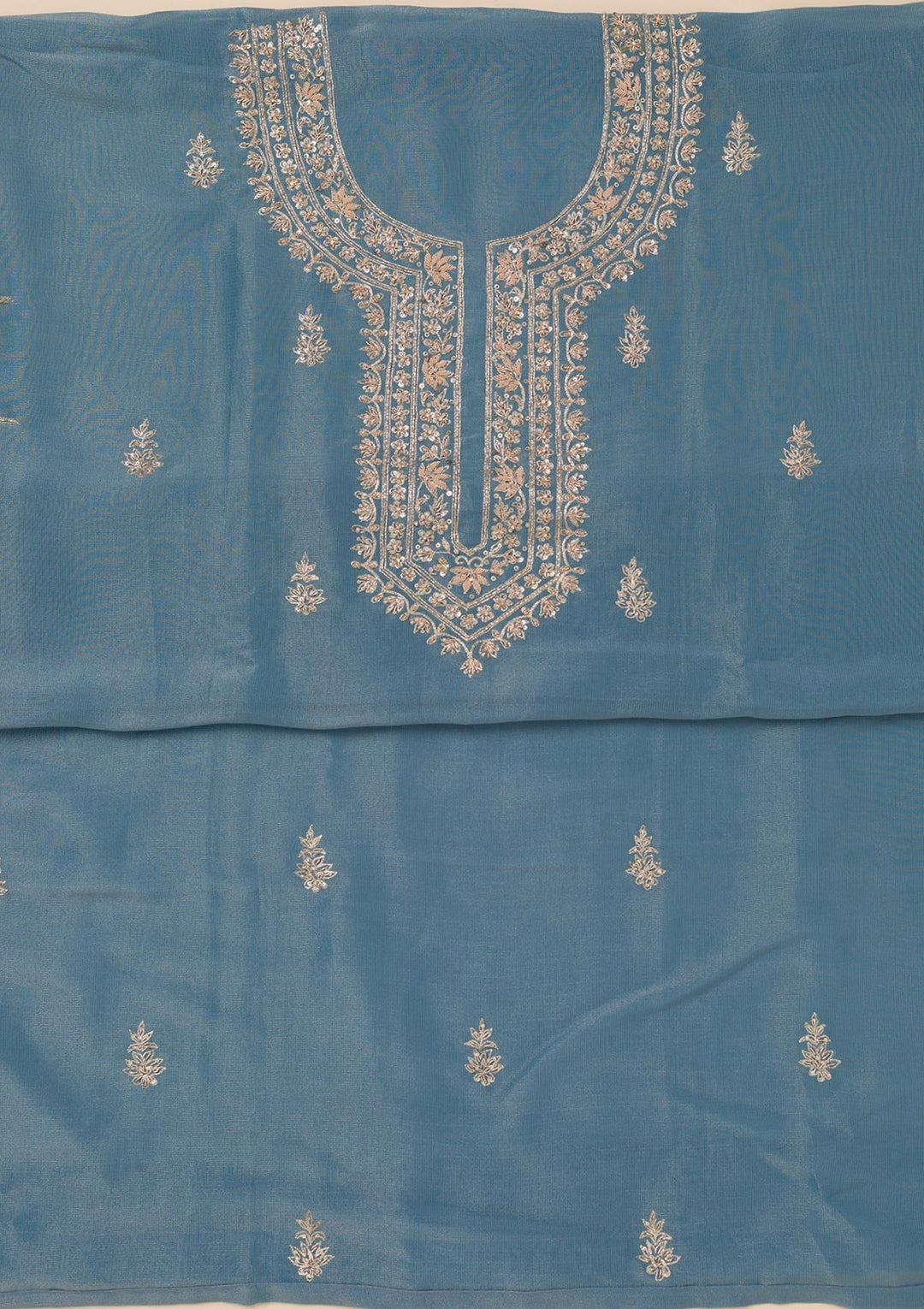 Dark Grey Cutdana Tissue Unstitched Salwar Suit-Koskii