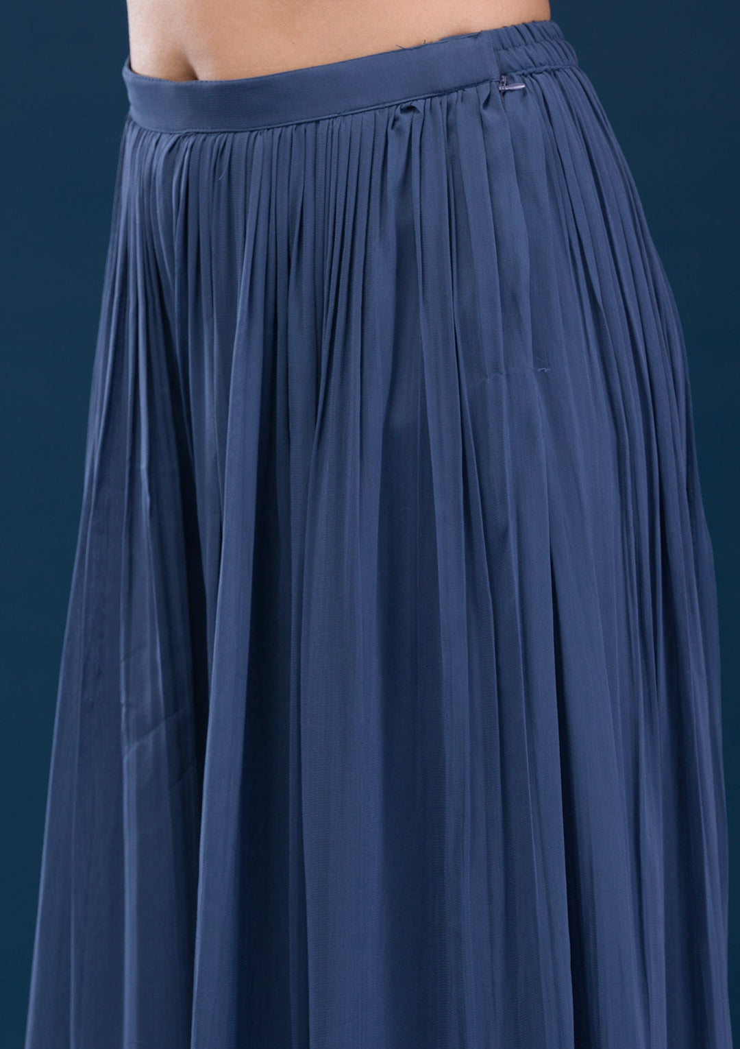 Dark Grey Mirrorwork Georgette Readymade Salwar Suit-Koskii