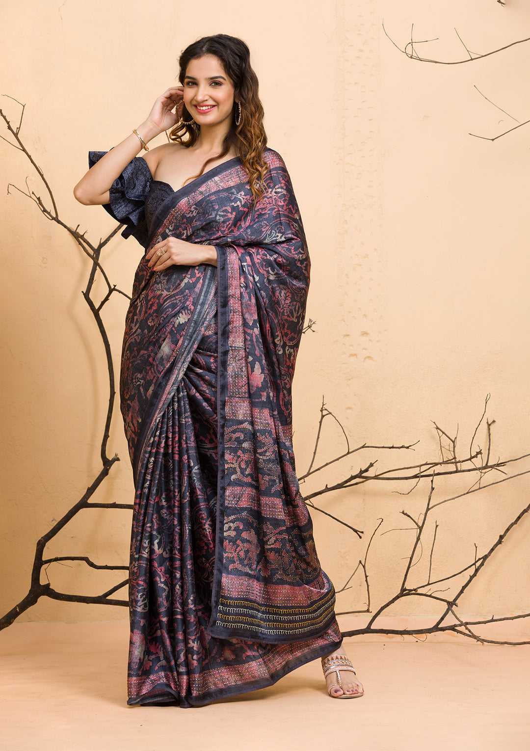 Lavender Stonework Georgette Designer Saree-Koskii