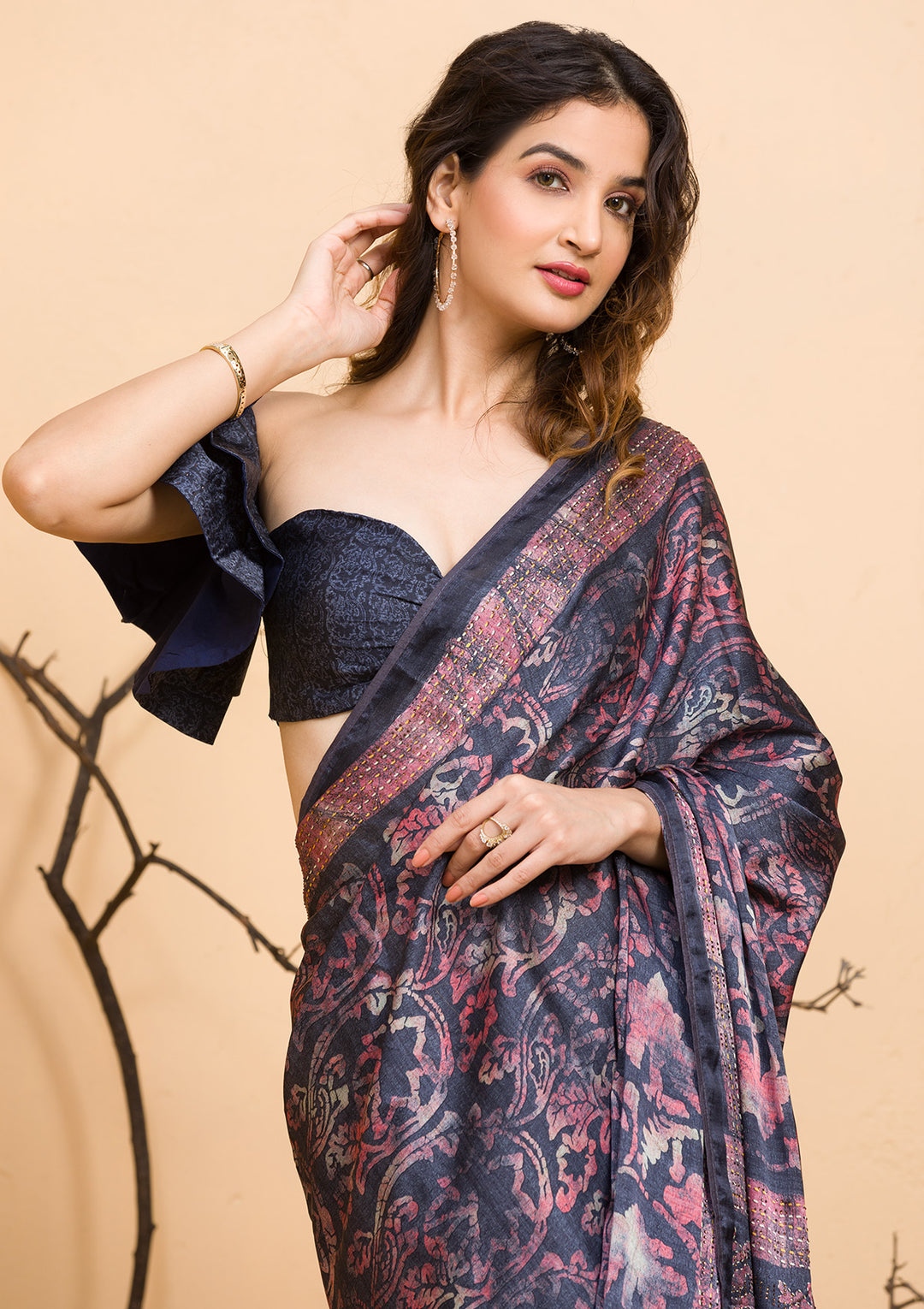 Lavender Stonework Georgette Designer Saree-Koskii