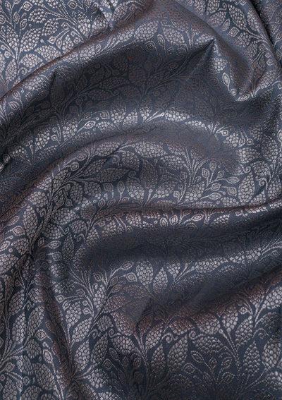 Dark Grey Silver Zariwork Pure Silk Saree-Koskii