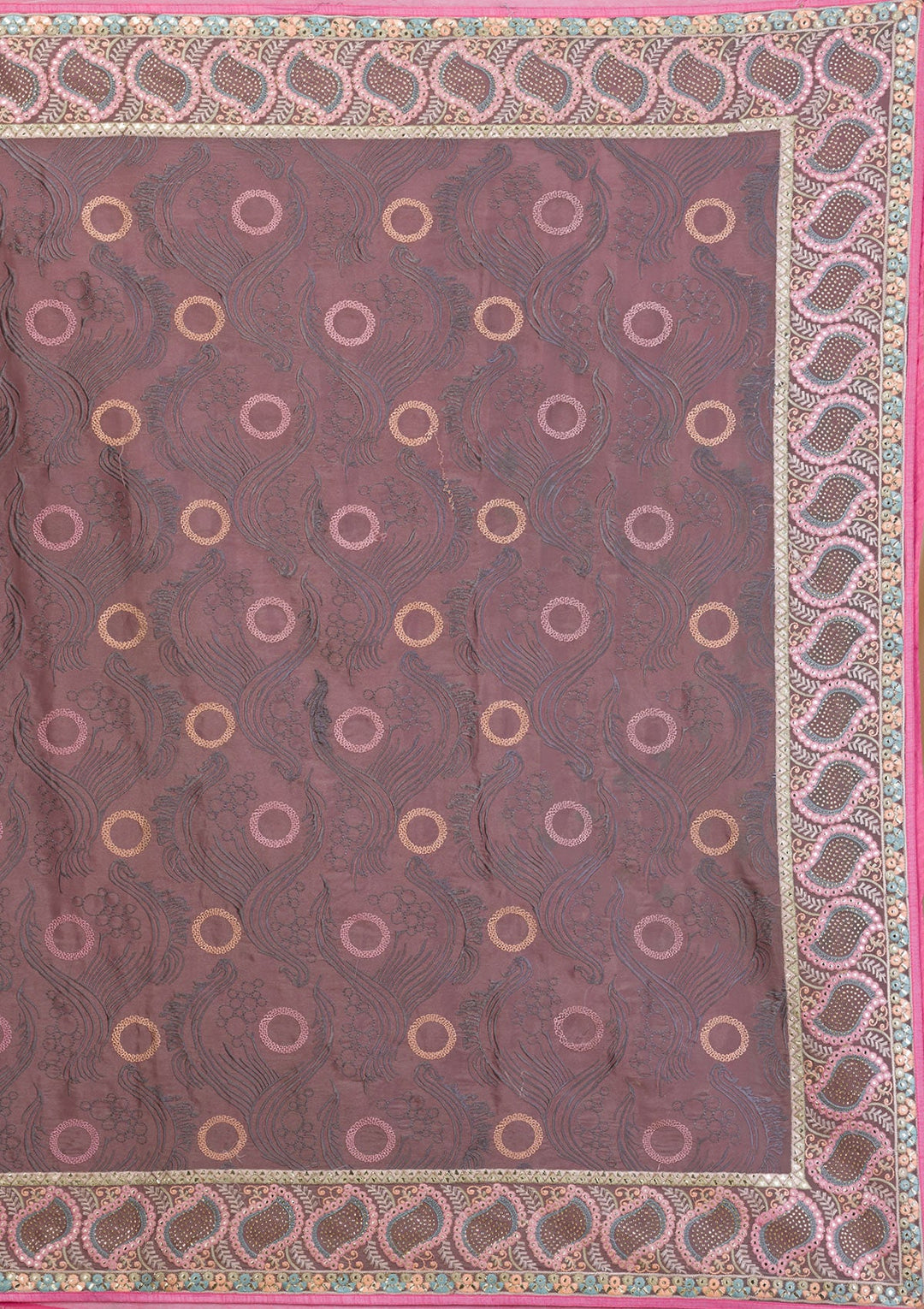 Dark Grey Swarovski Chiffon Saree-Koskii