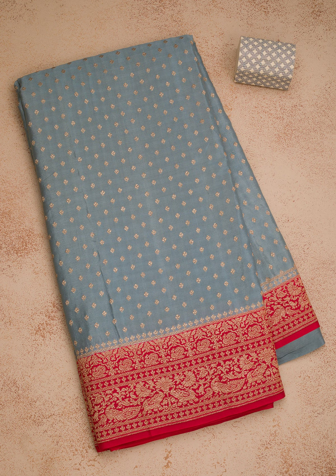 Dark Grey Zariwork Pure Silk Saree-Koskii