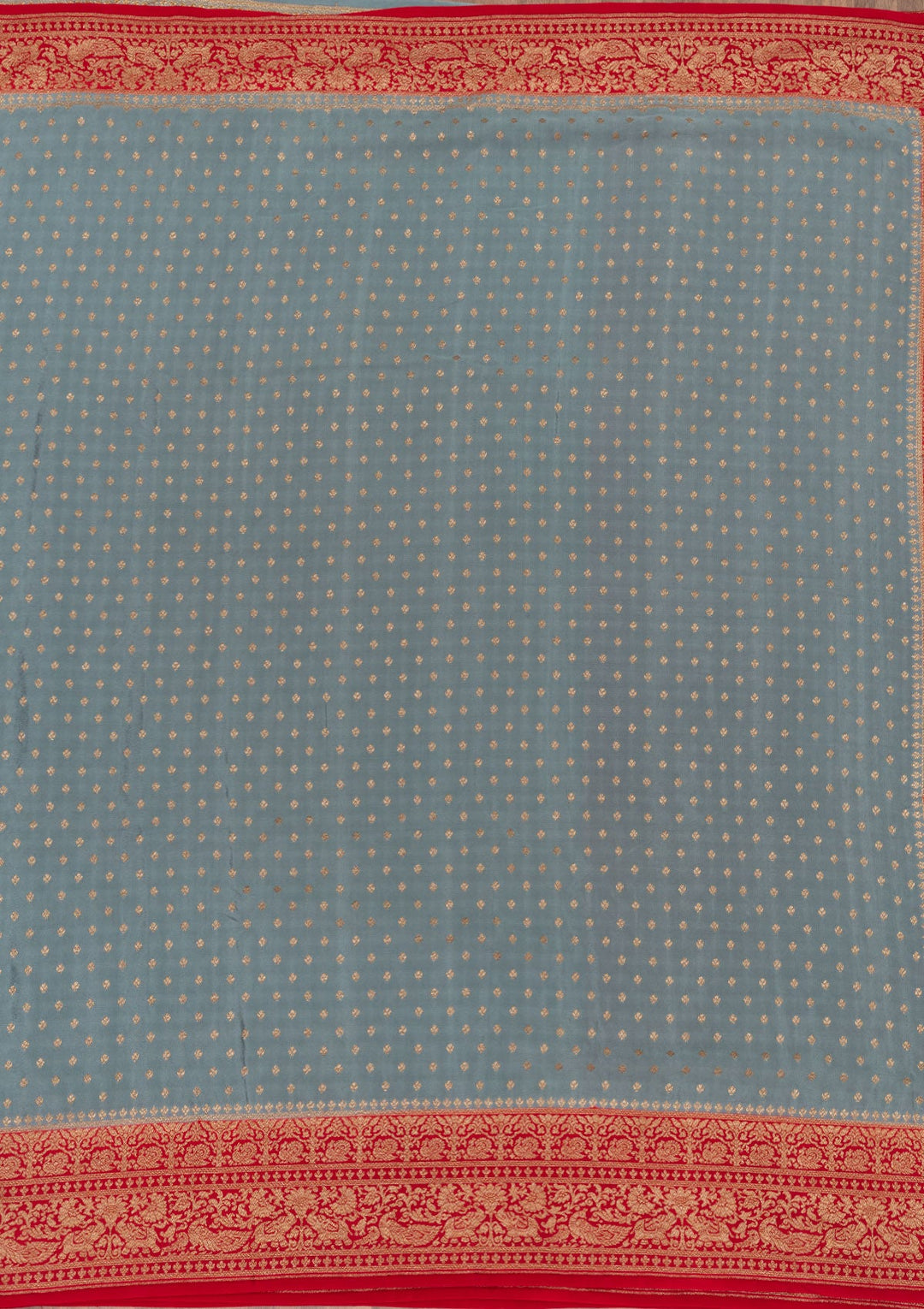 Dark Grey Zariwork Pure Silk Saree-Koskii